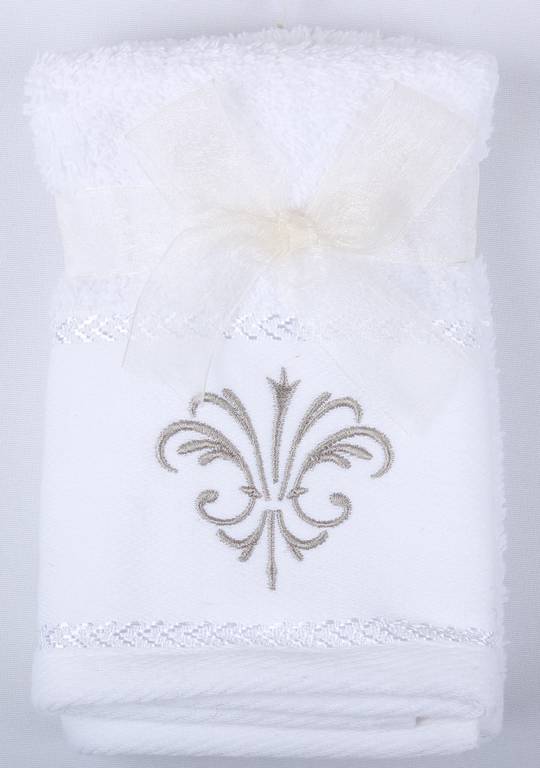 Fleur De Lis embroidered facecloth 2 set. Code: FAC-FLE/2SET.